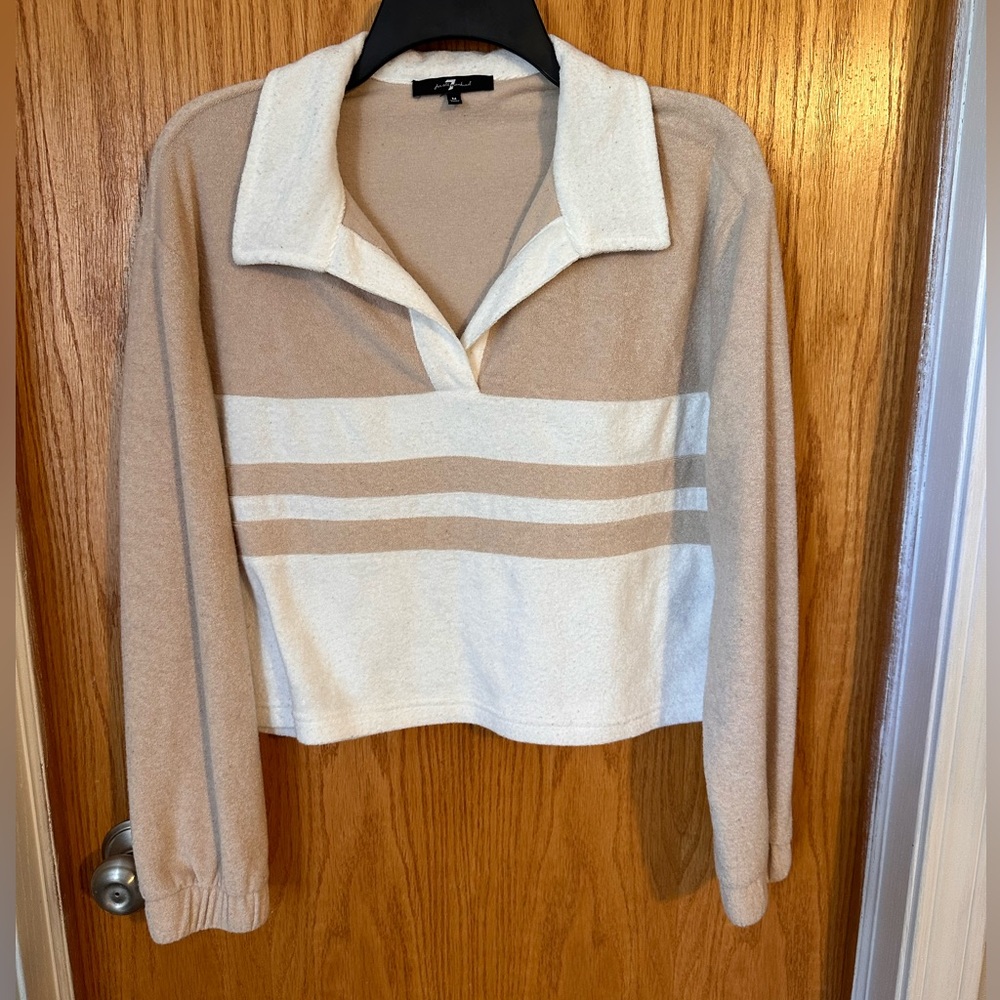 7 for all Mankind Terry cloth cropped collared shirt - size medium